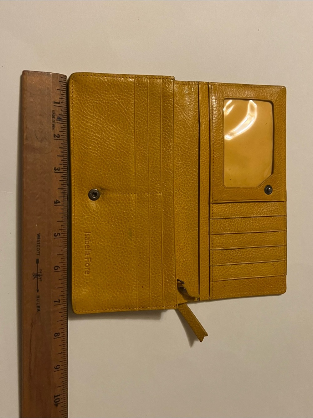 Isabella Fiore - “FAITH”
Graphic Script Leather Wallet in Mustard Yellow - Picture 7 of 8